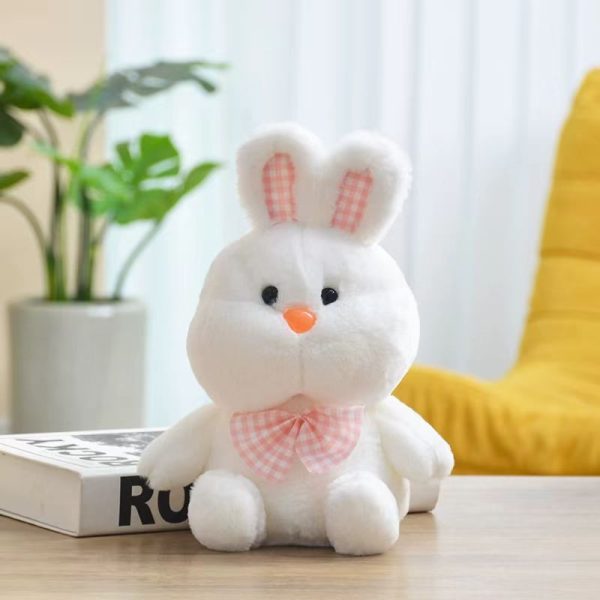 ONEWOOD  Plush Toy - Soft and Cuddly Stuffed Animal with Checkered Bow Tie - Perfect Gift for Kids and Bunny Lovers